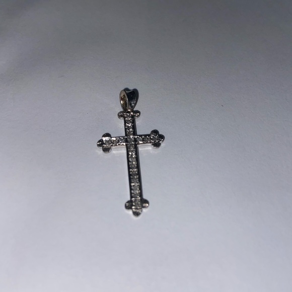 Genuine Diamond Gothic Cross Necklace Set in Sterling Silver - Picture 7 of 10